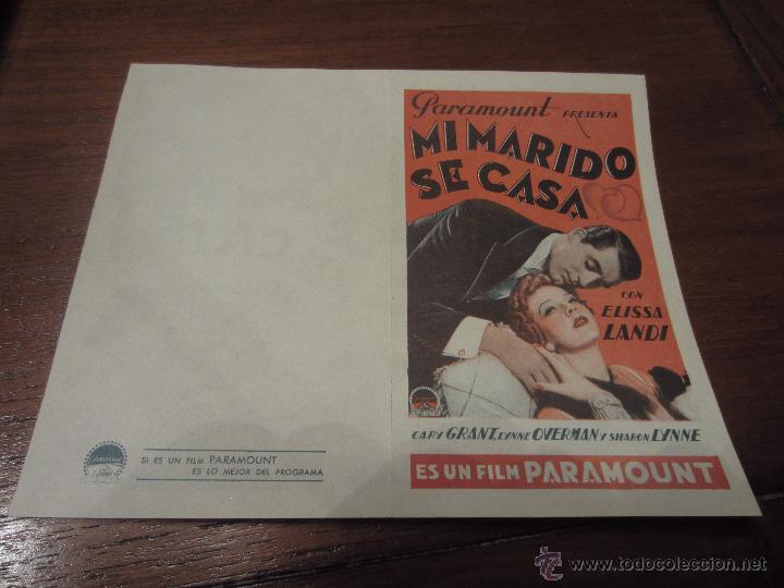 Cine: MI MARIDO SE CASA PROGRAMA DOBLE PARAMOUNT CARY GRANT ELISSA LANDI