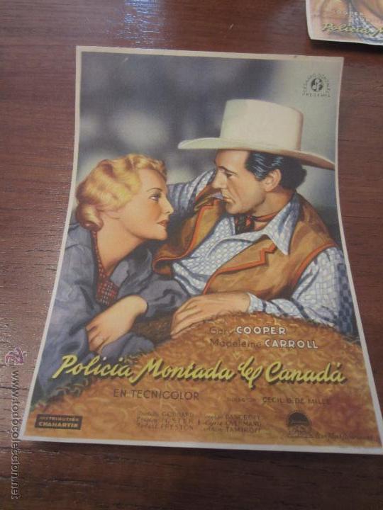 Cine: POLICIA MONTADA DEL CANADA PROGRAMA SENCILLO GRANDE CHAMARTIN GARY COOPER