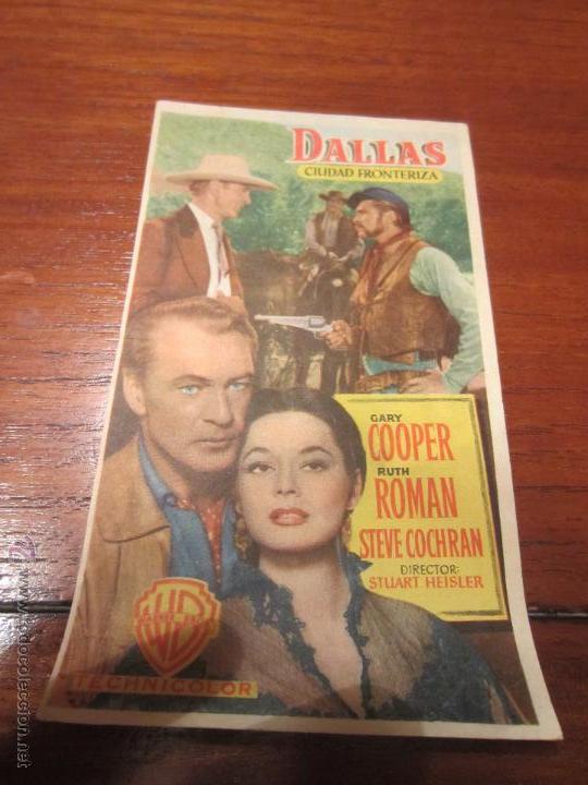 Cine: DALLAS CIUDAD FRONTERIZA PROGRAMA SENCILLO WARNER GARY COOPER RUTH ROMAN