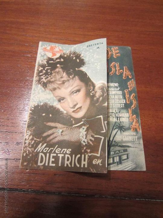 Cine: DE ISLA EN ISLA PROGRAMA DOBLE UNIVERSAL MARLENE DIETRICH JOHN WAYNE - Foto 1