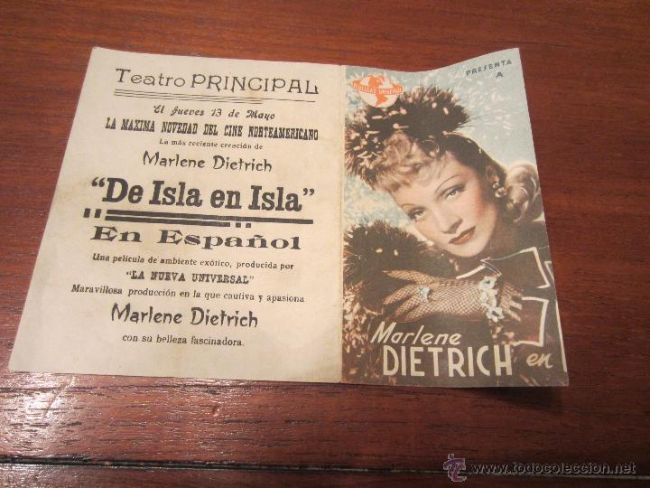 Cine: DE ISLA EN ISLA PROGRAMA DOBLE UNIVERSAL MARLENE DIETRICH JOHN WAYNE - Foto 3