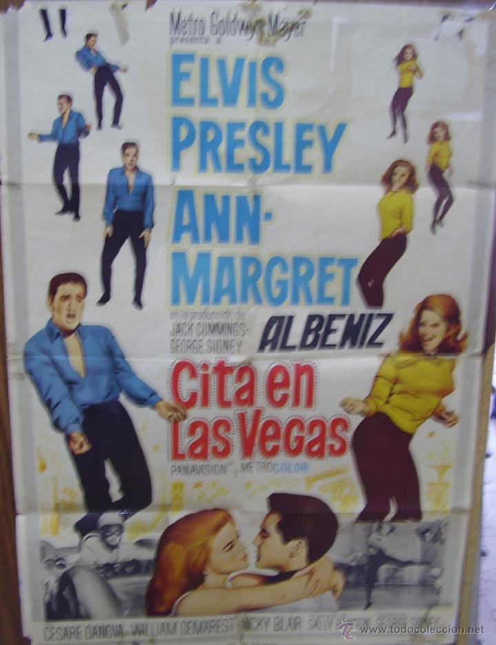Cine: CITA EN LAS VEGAS (ELVIS PRESLEY + ANN MARGRET 1964) POSTER PLEGADO 99 X 69