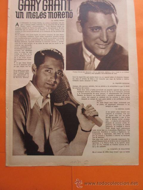 Cine: ARTICULO 1934 - CARY GRANT UN INGLES MORENO - 2 PAG.