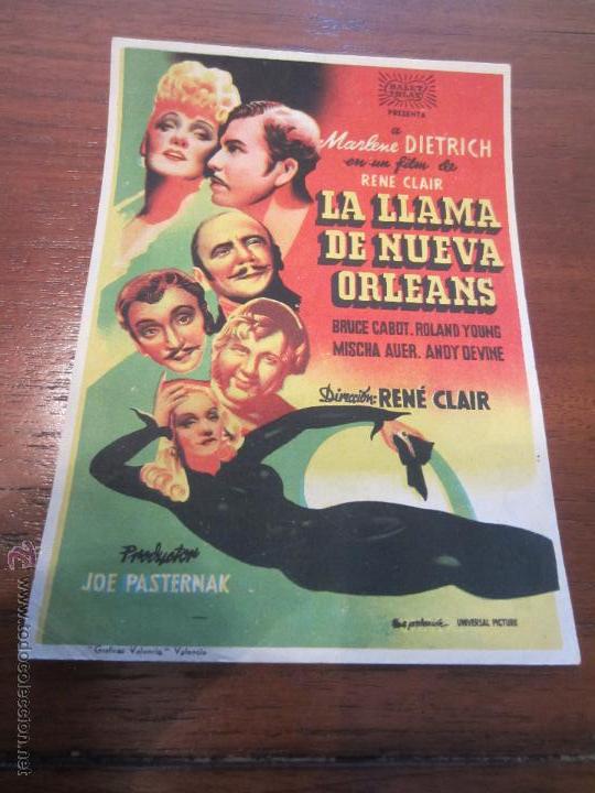 Cine: LA LLAMA DE NUEVA ORLEANS PROGRAMA SENCILLO GRANDE NUEVA FILMS MARLENE DIETRICH