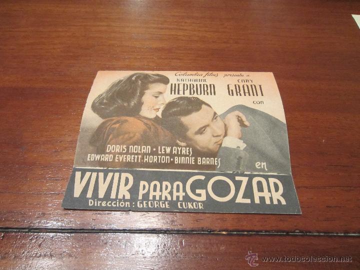 Cine: VIVIR PARA GOZAR PROGRAMA DOBLE COLUMBIA KATHARINE HEPBURN CARY GRANT