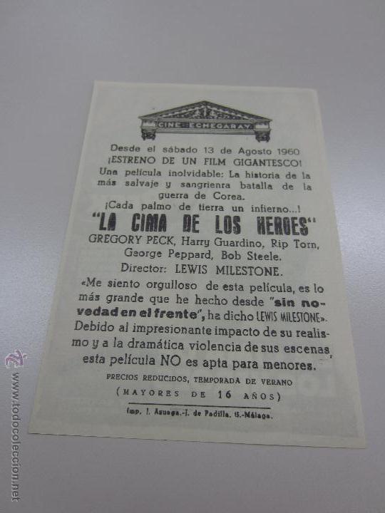 Cine: LA CIMA DE LOS HEROES PROGRAMA SENCILLO CB GREGORY PECK - Foto 2