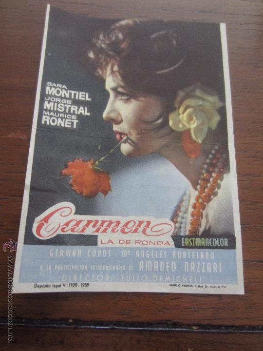 Cine: CARMEN LA DE RONDA PROGRAMA FILMAYER SARA MONTIEL JORGE MISTRAL MAURICE RONET