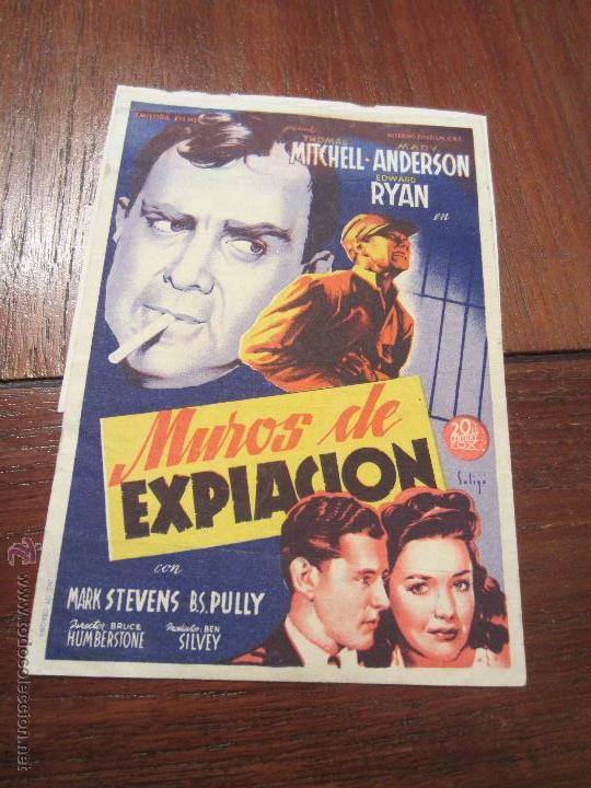Cine: MUROS DE EXPIACION PROGRAMA SENCILLO 20TH CENTURY FOX SOLIGO THOMAS MITCHELL