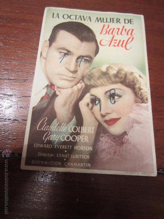 Cine: LA OCTAVA MUJER DE BARBA AZUL PROGRAMA SENCILLO CHAMARTIN GARY COOPER COLBERT LUBITSCH