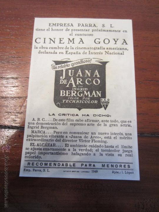 Cine: JUANA DE ARCO PROGRAMA SENCILLO RKO INGRID BERGMAN - Foto 2
