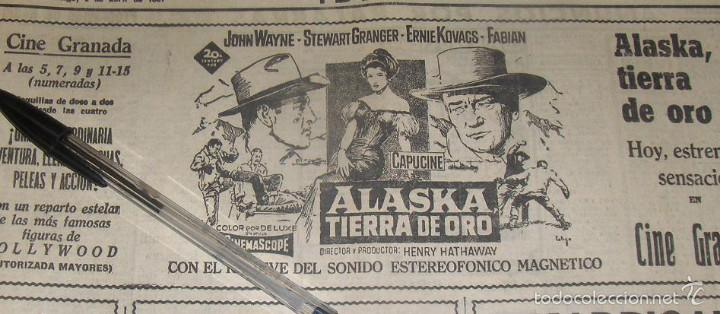 Cine: ALASKA TIERRA DE ORO, HENRY HATHAWAY, JOHN WAYNE. ESTRENO CINE GRANADA.