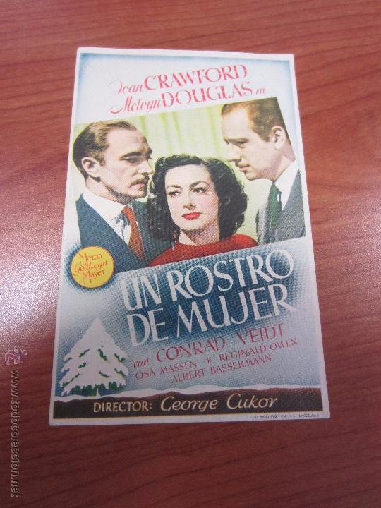 Cine: UN ROSTRO DE MUJER PROGRAMA SENCILLO MGM JOAN CRAWFORD - Foto 1