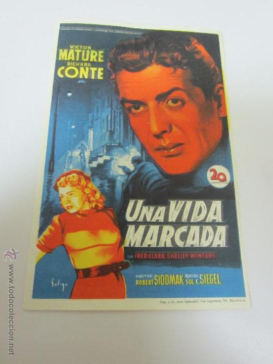 Cine: UNA VIDA MARCADA PROGRAMA SENCILLO 20TH CENTURY FOX SOLIGO VICTOR MATURE SHELLEY WINTERS
