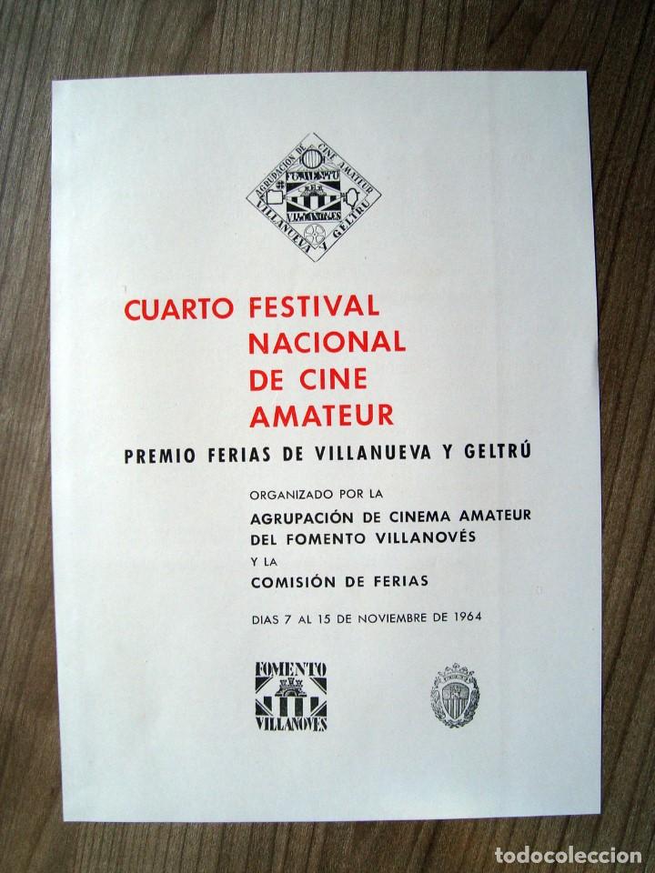 Kino: Hoja folleto 4 festival nacional cine amateur, villanueva y geltru 1964