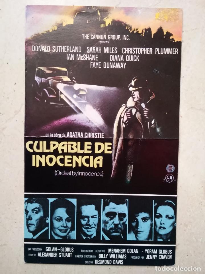 Cine: MINI-POSTER ORIGINAL 13*18 - CULPABLE DE INOCENCIA - DONALD SUTHERLAND - AGATHA CHRISTIE