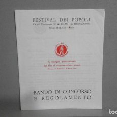 Cine: BANDO DE CONCURSO Y REGLAMENTO DEL FESTIVAL DE LOS PUEBLOS (1969). VERSIÓN EN ITALIANO
