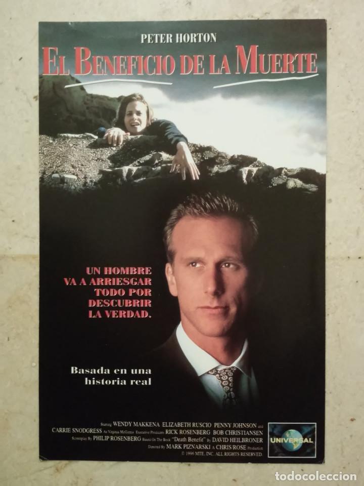 Cinema: MINI-POSTER ORIGINAL -13*18- EL BENEFICIO DE LA MUERTE - ALBUM - PETER HORTON - SUSPENSE