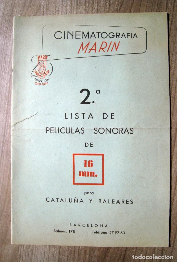 Cinema: Cinematografia marin, folleto lista de peliculas cine sonoras 16 mmm.