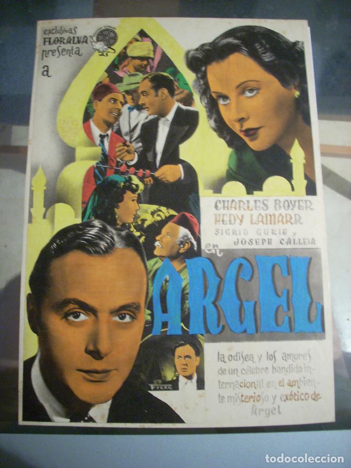 Cin&eacute;ma: ANTIGUO ANUNCIO ENCARTONADO -A4- ARGEL - HEDY LAMARR - CHARLES BOYER