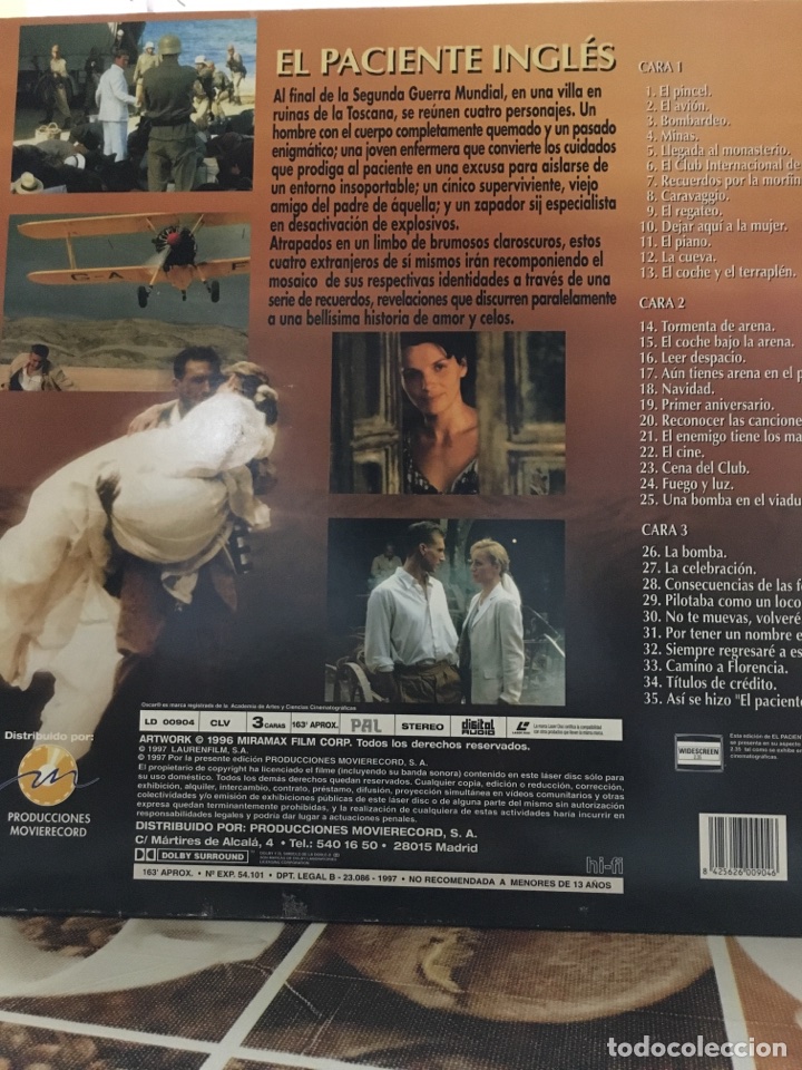 Cine: EL PACIENTE INGLES-LASER DISC-2 DISCOS - Foto 2
