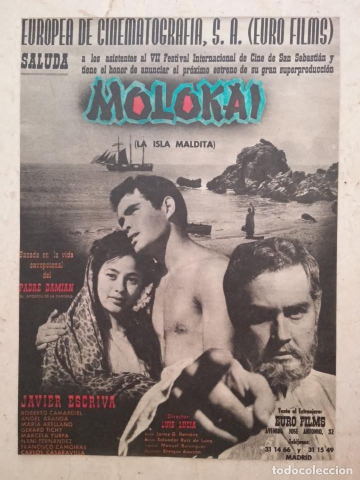 Cine: ANTIGUO ANUNCIO ENCARTONADO -A4- MOLOKAI - ARCHIVO - JAVIER ESCRIVA - CINE ESPA&Ntilde;OL