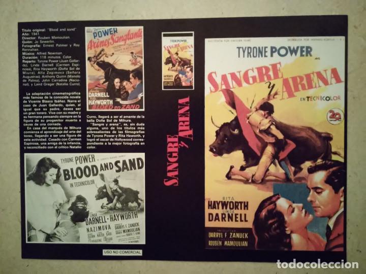Cine: CARATULA COLECCIONABLE -A4- SANGRE Y ARENA - TOROS - SOLIGO - TYRONE POWER - LINDA DARNELL