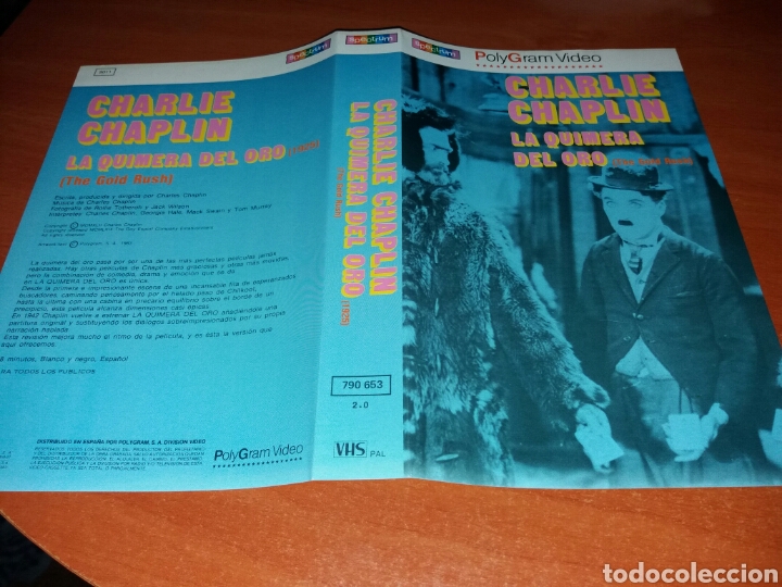 Cine: Caratula vhs- la quimera del oro- charlie chaplin