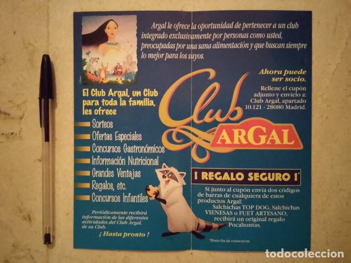 Cine: CUPON PROMOCIONAL ORIGINAL - POCAHONTAS - WALT DISNEY - SALCHICHAS ARGAL