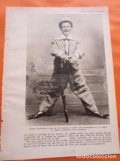 Cinema: RECORTE 1928 - PAYASO CIRCO EL CLOWN EUGENIO WEDELMANN ACHILE MAZZOLI GROCK