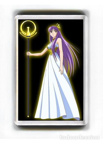 Cine: IMAN ACRILICO NEVERA - DIBUJOS LOS CABALLEROS DEL ZODIACO, DIOSA ATENEA