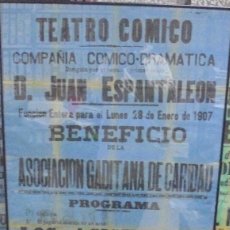 Cine: CADIZ. TEATRO COMICO. 1907. COMPAÑIA COMICO-DRAMATICA. ASOCIACION GADITANA DE CARIDAD. VER. Lote 117795447