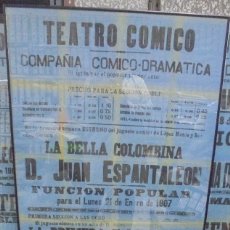 Cine: CADIZ. TEATRO COMICO. 1907. COMPAÑIA COMICO-DRAMATICA. LA BELLA COLOMBINA, DON JUAN ESPANTALEON.. Lote 117795535