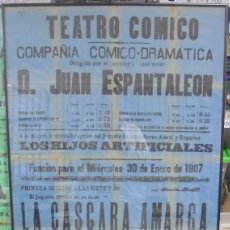 Cine: CADIZ. TEATRO COMICO. 1907. COMPAÑIA COMICO-DRAMATICA. DON JUAN ESPANTALEON, LA CASCARA AMARGA.. Lote 117795663