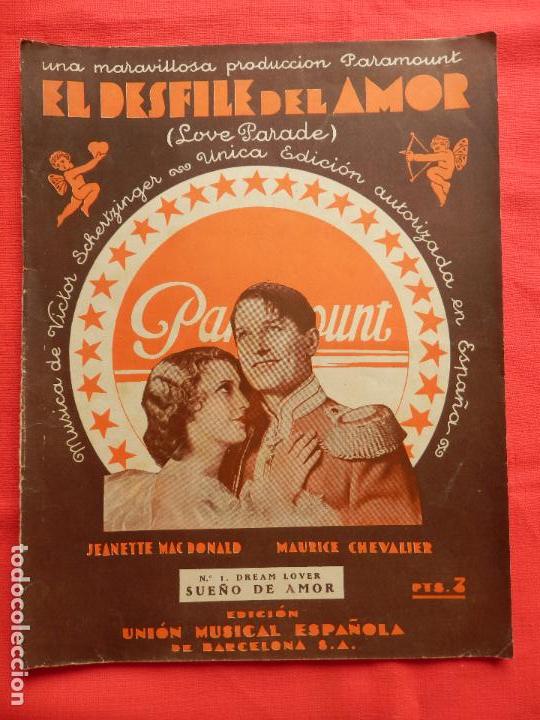Cinema: El desfile del amor (Love parade), partitura en ingles/frances n&ordm;1 Sue&ntilde;o de amor, 8 p&aacute;ginas. A&ntilde;os 30