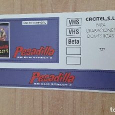 Cine: PEGATINA VHS - PELICULA PESADILLA EN ELM STREET 2 - LA VENGANZA DE FREDDY - FREDDY KRUEGER. Lote 128969995