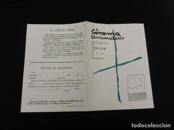 Cinema: CINEMA UNIVERSITARIO.  REVISTA DEL CINE-CLUB DEL S.E.U. DE SALAMANCA