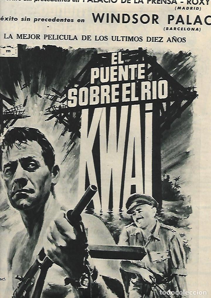 Cinema: A&Ntilde;O 1958 RECORTE PRENSA CINE PUBLICIDAD PELICULA EL PUENTE SOBRE EL RIO KWAI WILLIAM HOLDEN