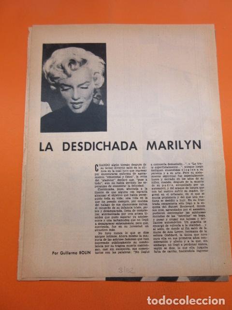 Cine: ARTICULO 1962 - LA DESDICHADA MARILYN MONROE  - 7 PAGINAS