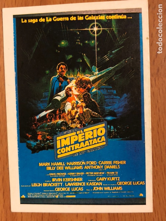 Cine: Cromo el imperio contraataca.star Wars la guerra de las galaxias.carrie fisher harrison ford
