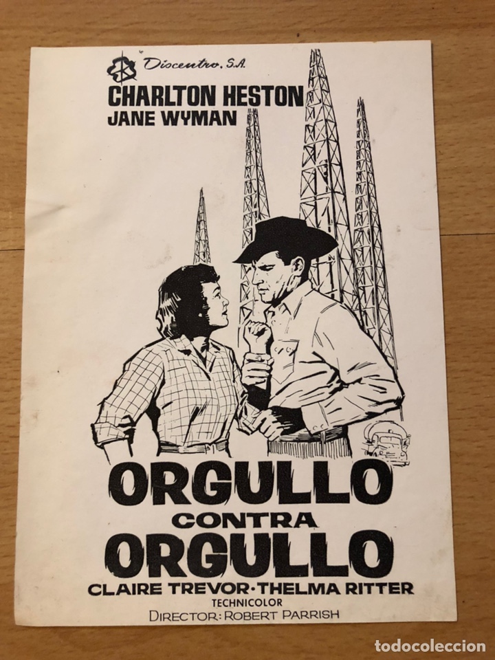 Cine: Clich&eacute; para prensa orgullo contra orgullo charlton heston jane wyman 17,5 x 13 cm