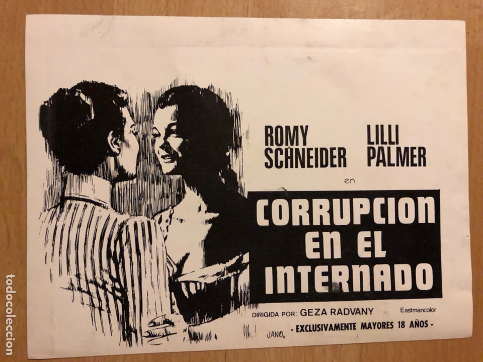 Cine: Clich&eacute; para prensa de corrupci&oacute;n en el internado romy schneider Lilli palmer 22x16 cm