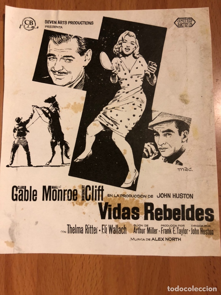 Cine: Clich&eacute; para prensa vidas rebeldes.marilyn monroe clark gable montgomery clift 17,5x15 cm mac