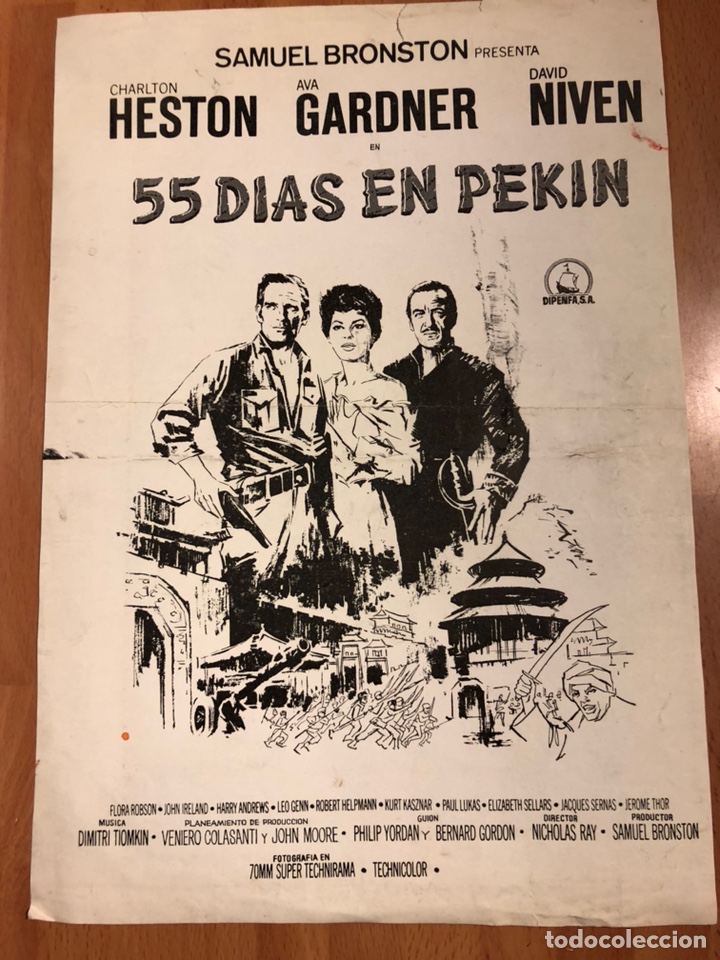 Cine: Clich&eacute; para prensa 55 d&iacute;as en pekin charlton heston ava gardner 30x21 cm