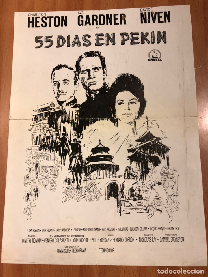 Cine: Clich&eacute; para prensa 55 d&iacute;as en pekin charlton heston ava gardner 32x23,5 cm