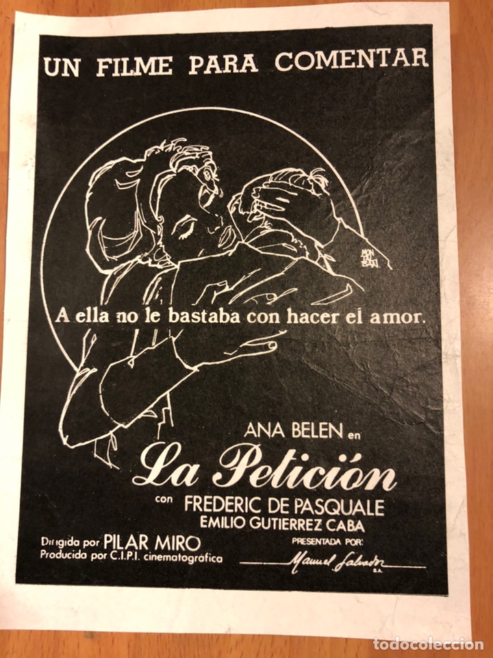 Cine: Clich&eacute; para prensa de la petici&oacute;n Ana belen emilio Guti&eacute;rrez caba 19x14 cm
