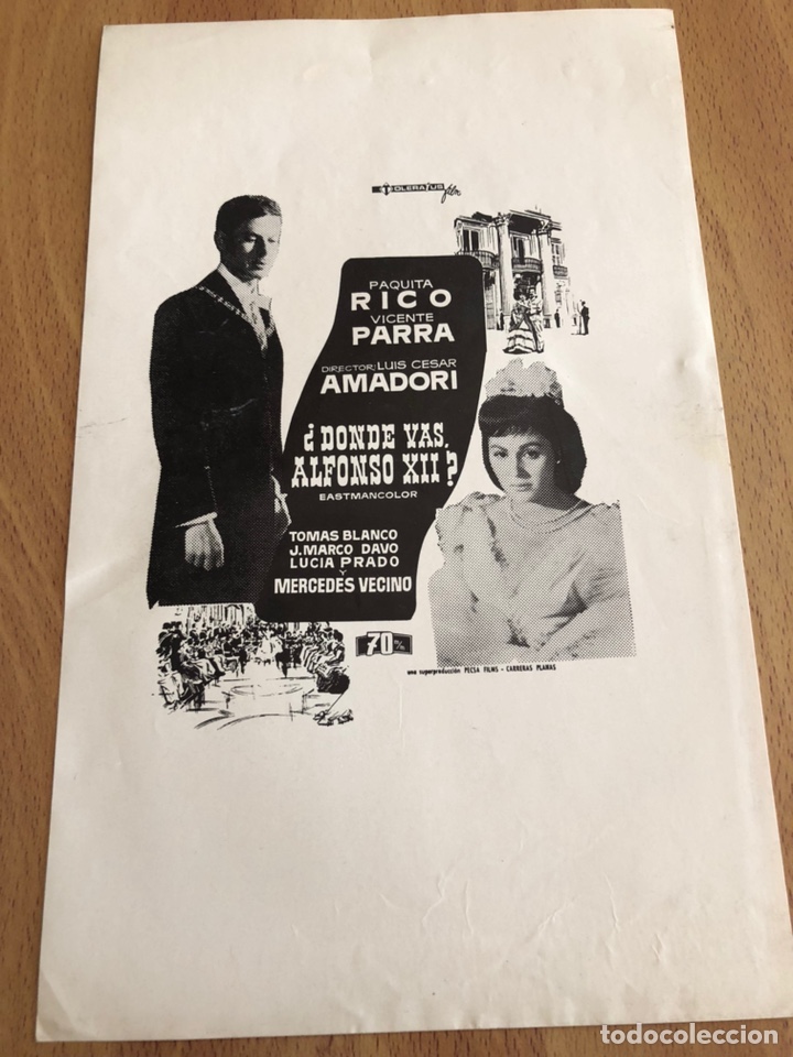 Cine: Clich&eacute; para prensa donde vas Alfonso XII?paquita rico Vicente parra 23x15 cm
