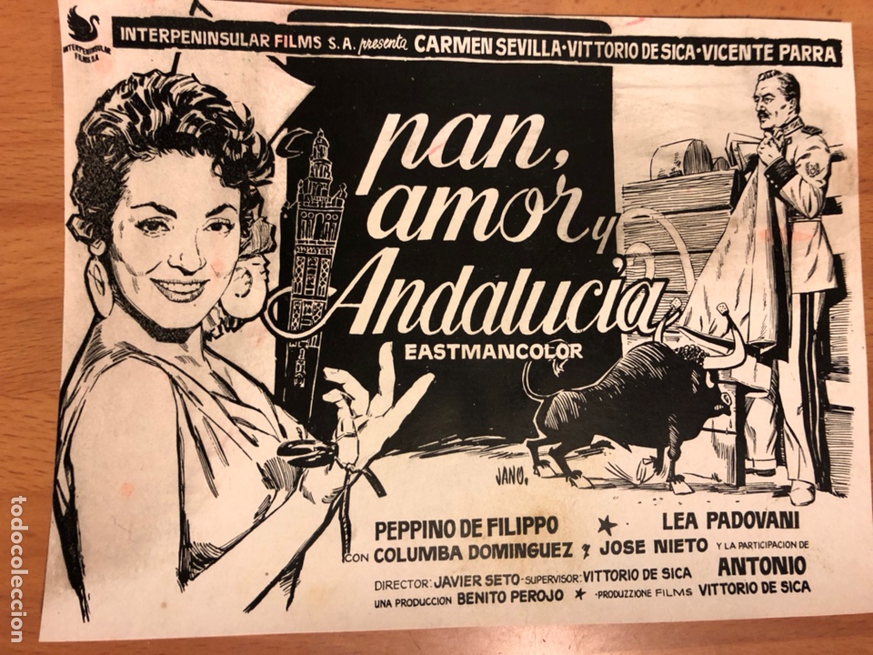 Cine: Clich&eacute; para prensa pan amor y Andaluc&iacute;a.carmen sevilla vittorio de sica.Jano 20x15 cm