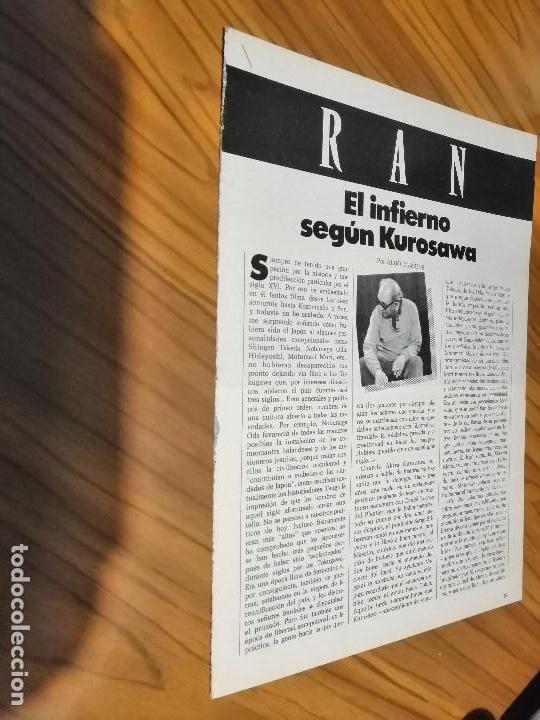 Cine: RAN. RESE&Ntilde;A DE ESTA PEL&Iacute;CULA Y ENTREVISTA CON KUROSAWA. ART&Iacute;CULO EXTRAIDO DE REVISTA DE CINE