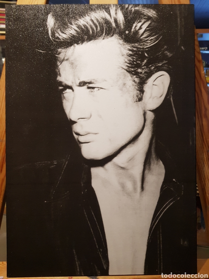 Cine: James Dean, Rebelde sin causa, 1955: Cuadro en madera cine cl&aacute;sico. Mito Juvenil