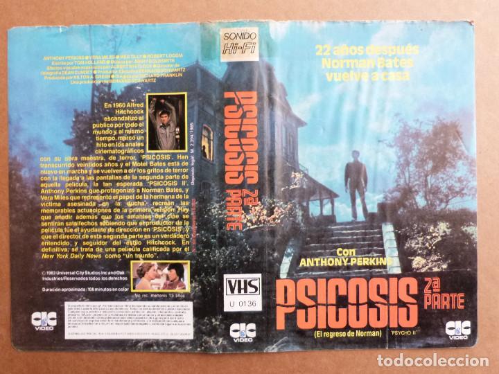 Cine: Caratula pelicula de video VHS Psicosis 2 2&ordf; Parte - Anthony Perkins Vera Miles Meg Tilly R Loggia